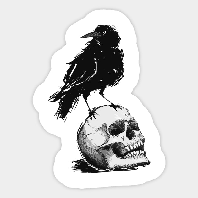 Crow & Skull Sticker by trmrddr